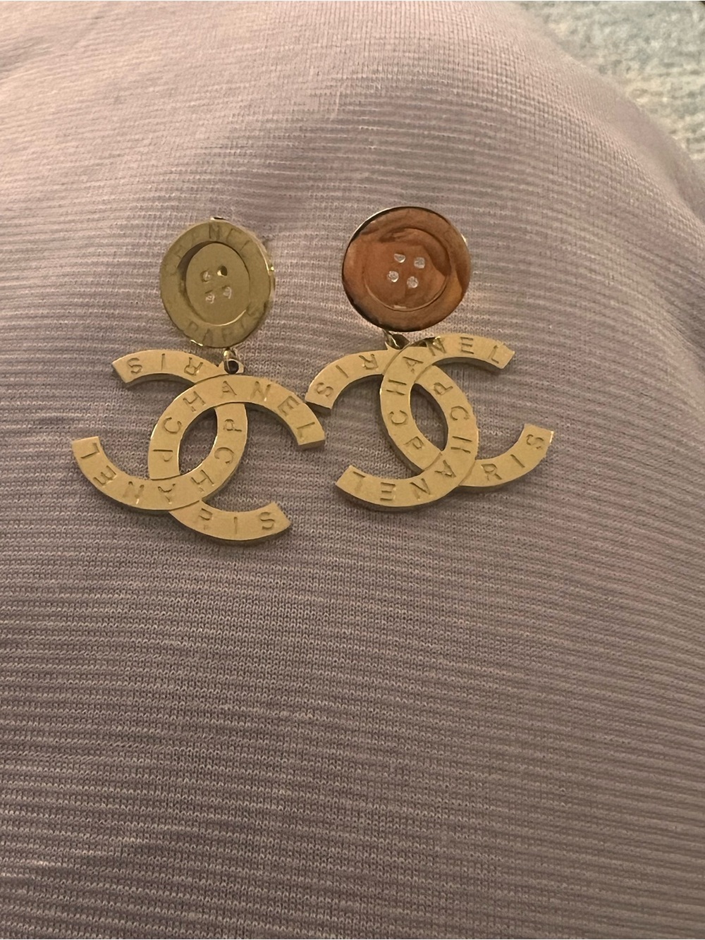 Gold-Tone Double C Logo Drop Earrings - Designer Style